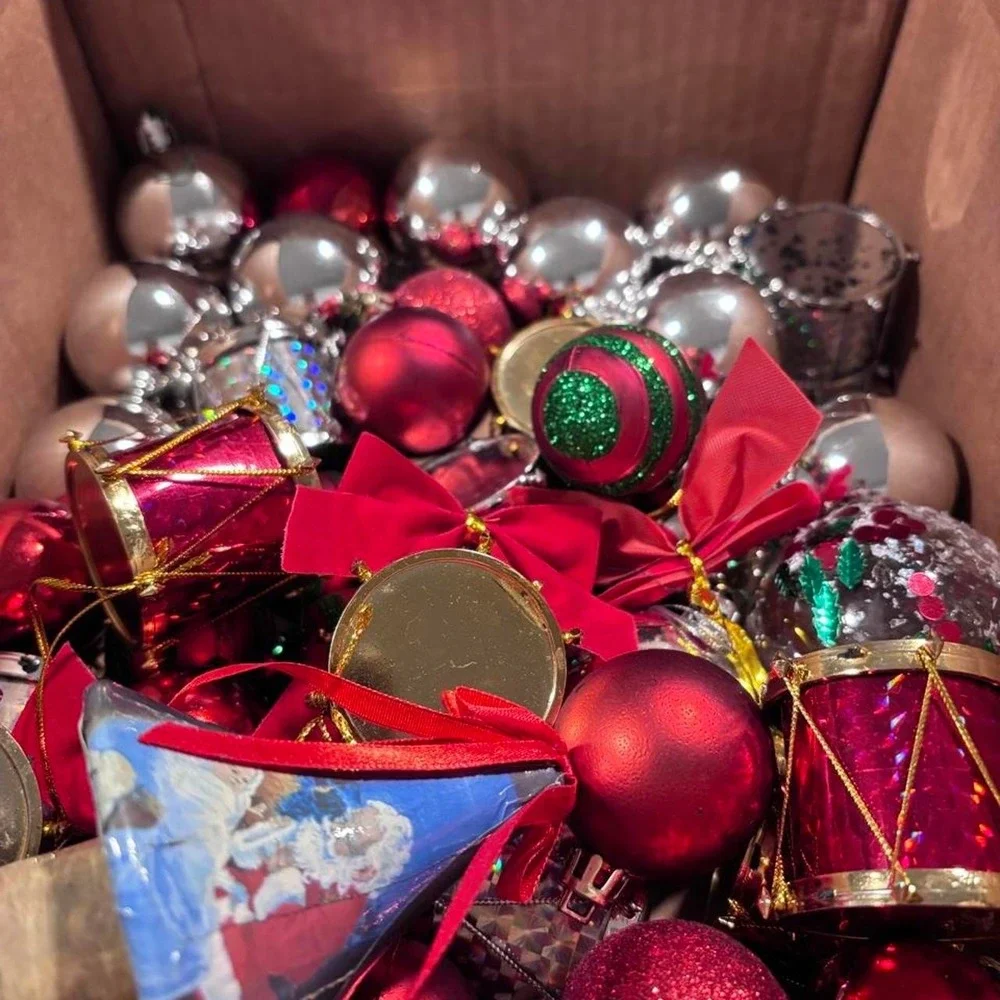 MEGA Holiday Ornament Bundle!  Silver & Red Baubles
